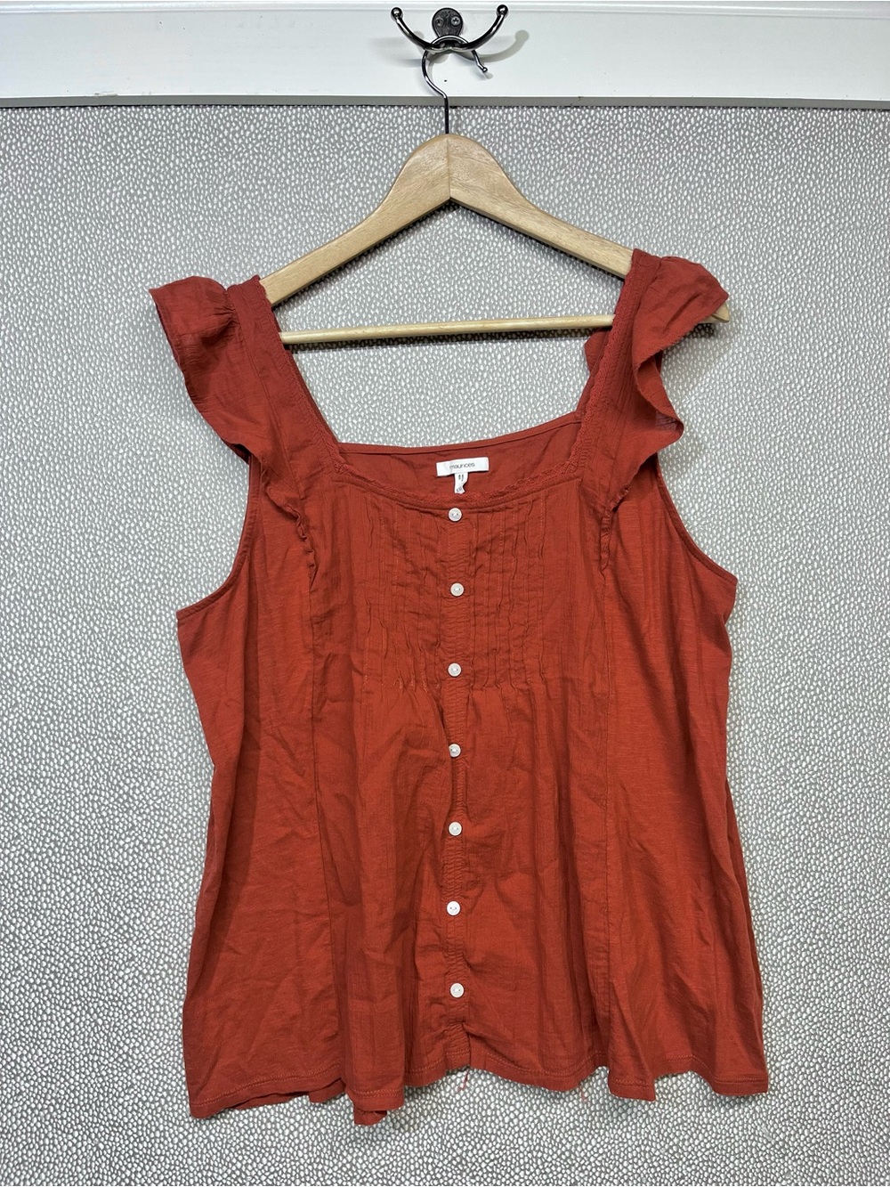 XXL Maurices Rust Ruffle-Sleeve Button Front Tank Top